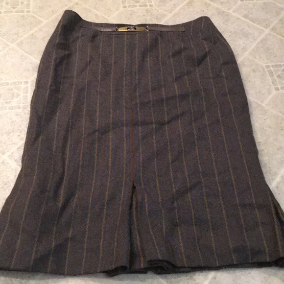 CELINE WOOL LINED KICK PLEAT  WOOL SKIRT - Picture 2 of 8